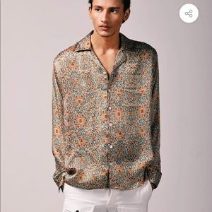 NWT Perte D’ego “La Palais” button down printed shirt, large